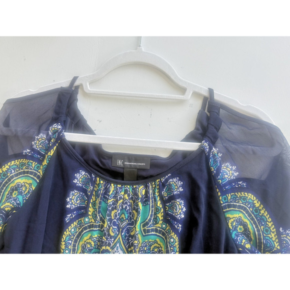 INC INTERNATIONAL CONCEPTS Women's MEDIUM Cold Shoulder Blouse Boho Rhinestones - Picture 6 of 7